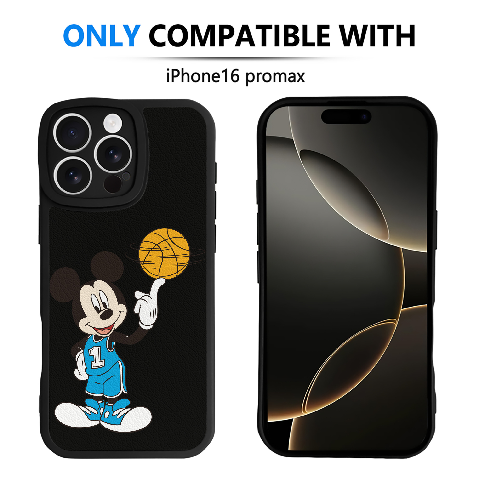 （画像用） ミッキーマウス Mickey Mouse 【iPhone 16シリーズ対応】シリコンスマホケース（レザー調） 材質：シリコン